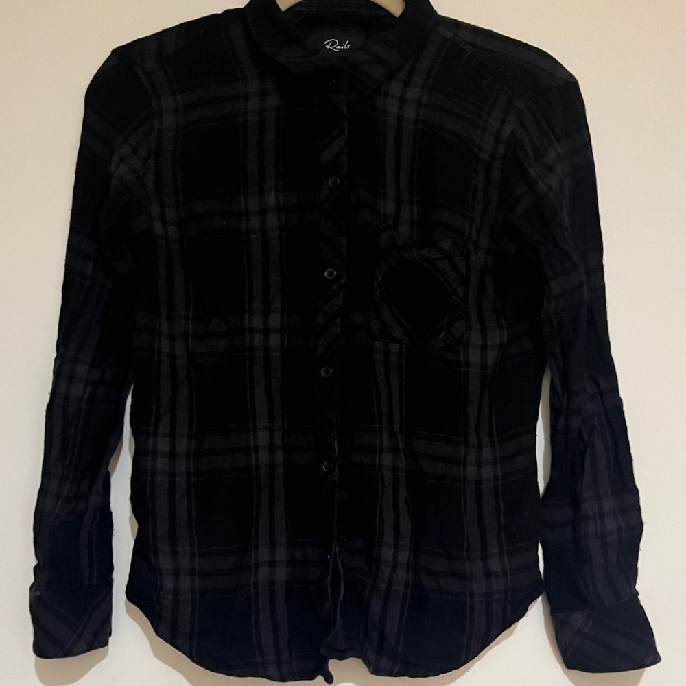 Women’s Rails Black and Purple Plaid Flannel Shirt